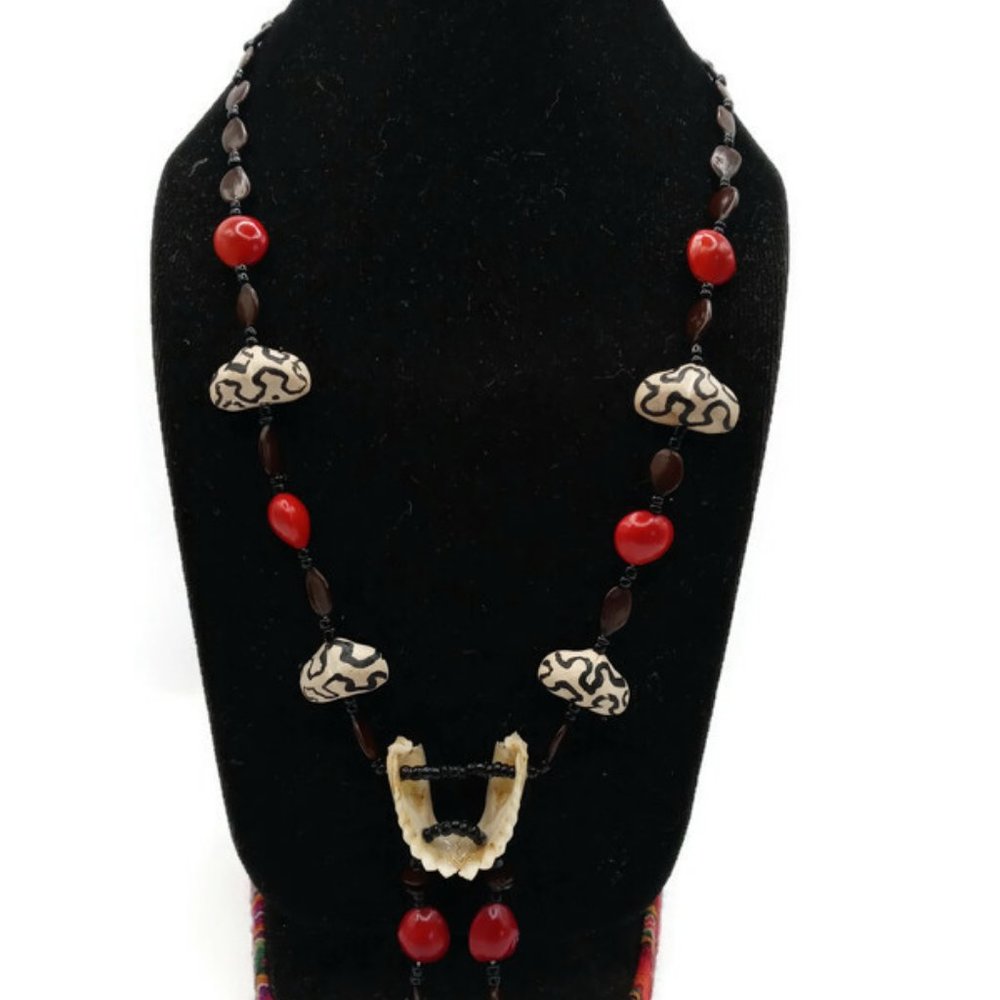 Handmade Huayruro Seed Necklace from the Amazon Rainforest